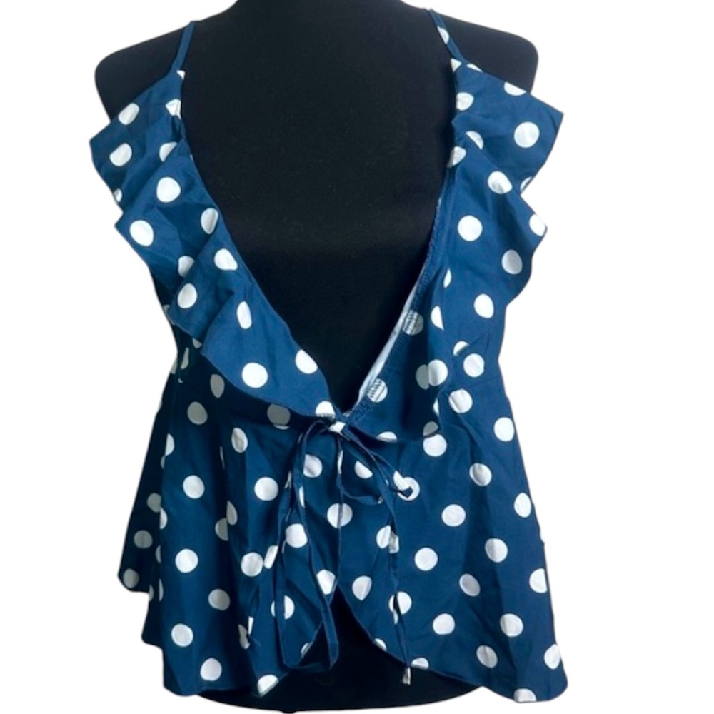 Polka Dot Woman's Navy Top Size Small NWOT
